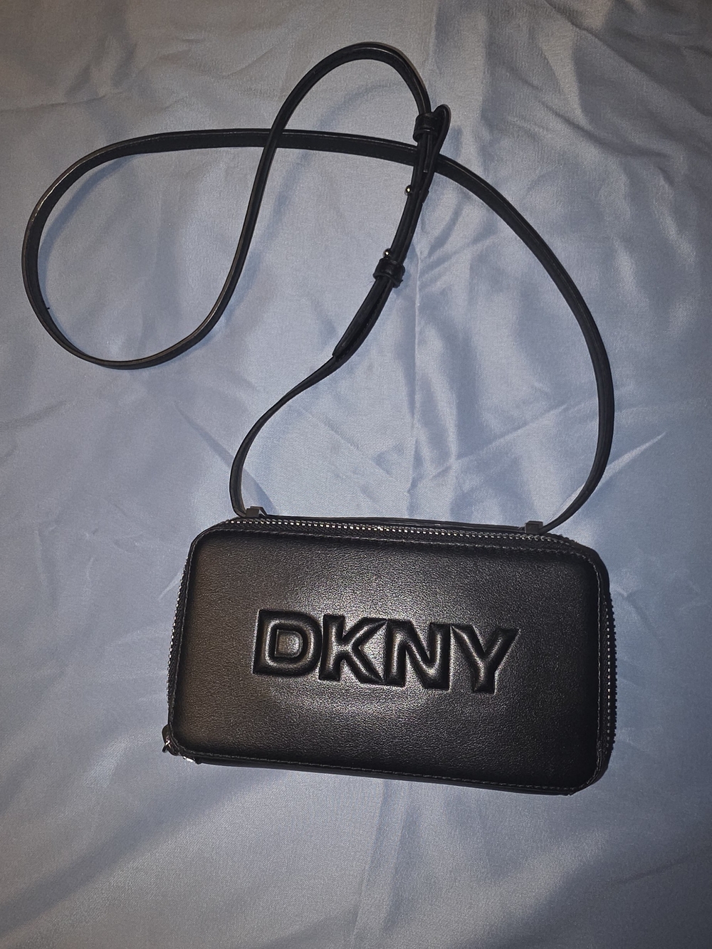 DKNY Black Embossed Logo Crossbody Bag